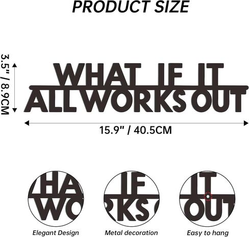 Inspirational Wall Art "WHAT IF IT ALL WORKS OUT" - Motivational Metal Wall Art for Office & Gym Decor, Positive Quote Home Decor, 15.9" in Saudi Arabia