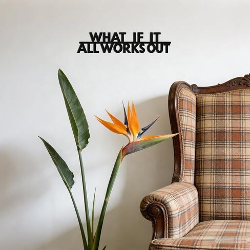 Inspirational Wall Art "WHAT IF IT ALL WORKS OUT" - Motivational Metal Wall Art for Office & Gym Decor, Positive Quote Home Decor, 15.9" in Saudi Arabia