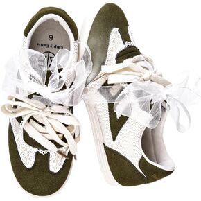 Women's Lace Detail Casual Sneakers - Elegant Ribbon Lace-Up with Cushioned Arch Support, Breathable Knit & Lightweight Thin Sole for All-Day Comfort Walking in Saudi Arabia