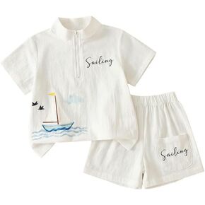 Toddler Boy Clothes Boys Summer Outfits Clothing Sets 3-8T Trendy Printed Shirts Matching Shorts Casual Playwear in Saudi Arabia