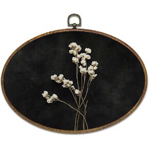 kdqua Vintage Floral Botanical Oval Wall Art Decor, Dark Academia Flower Canvas Artwork Framed, Retro Moody Floral Wall Hanging Decorations for Home Bedroom Living Room, 11.4x8.6 Inch in Saudi Arabia