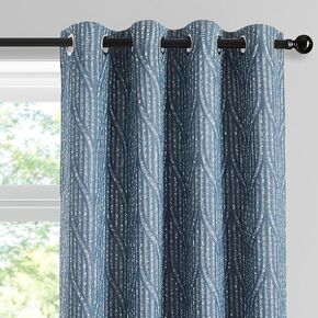 Blue and White Jacquard Blackout Curtains, 52 Inches Wide 84 Inches Long 2 Panels, Thermal Insulated Noise Reducing Grommet Window Treatments Drapes for Bedroom Living Room in Saudi Arabia