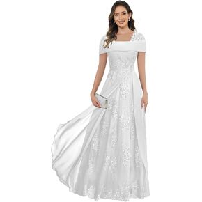 Women's Lace Chiffon Mother of The Bride Dresses Cape Sleeve Sparkly Sequin Formal Evening Gown in Saudi Arabia