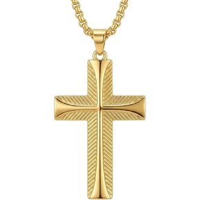 14K Gold Cross Necklace for Men Cross Necklace for Men 14k Gold Classic Cross Chain Necklaces for Men Christian Faith Pendant Jewelry Gift for Men in Saudi Arabia