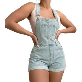 Women Denim Overalls Shorts Adjustable Rompers Jean with Pockets Stylish Summer Casual Jumpsuits for Daily Wear in Saudi Arabia