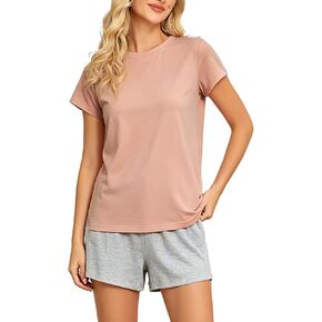 Womens Pajama Set Short Sleeve Soft Pajamas for Women Comfortable Summer PJs Sleepwear Lounge Set for Women in Kuwait