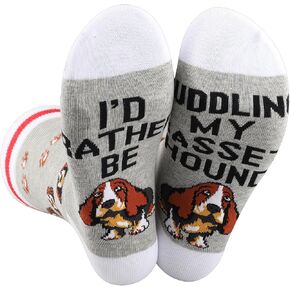 BWWKTOP Basset Hound Socks Basset Hound Lover Gift I'd Rather Be Cuddling My Bassets Hounds Droopy Ears Socks in Kuwait