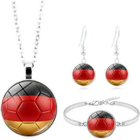National Flag Soccer Ball Jewelry Set for Women Men International Soccer Necklace Earrings Bracelet Set Football Match Sports Fan Cheer Accessory in Saudi Arabia