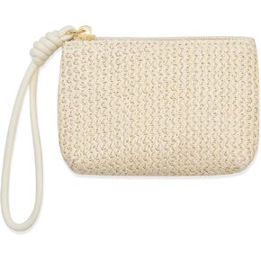 LJCZKA Straw Coin Purse for Women Small Straw Purse Zipper Clutch Wristlet Coin Wallet Bohemian Summer Beach Mini Pouch Bag (Beige) in Kuwait