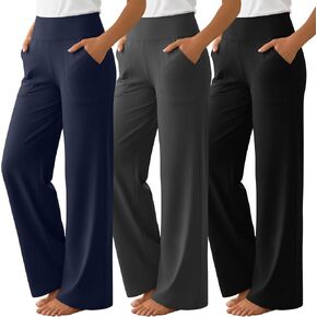 Huukeay 3 قطع من السراويل واسعة الساق للنساء مع جيوب صالة اليوغا Sweatpants عالية الخصر تجريب تمتد فضفاضة مريحة in Kuwait