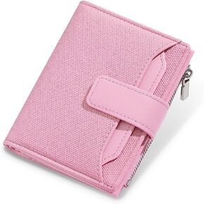 Wallet Women Small Bifold Leather Wallet Woven Embossing Girls Ladies Female Mini Purse with 18 Card Slots + 1 Zipper Coin Pocket + 1 Cash Slot (Pink) in Saudi Arabia
