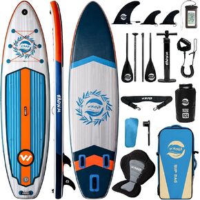 Extra Wide Inflatable Paddle Board, 11' x 34" x 6" Stand Up Paddle Board for Adults, SUP Accessories with Camera Mount, 2+1 Family for Lake, Ocean, Sea in Kuwait