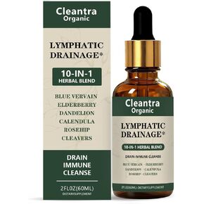 Cleantra Lymphatic Drainage Drops,Organic Lymphatic Drainage Supplement,10-in-1 Herbal Blend Cleanse Complex with Burdock,Dandelion,Elderberry,Fast-Absorbing Formula,2 fl oz (1PCS) in Saudi Arabia