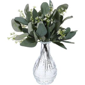 Artificial Eucalyptus Leaves 12 Pcs Mixed Oval Eucalyptus Leaves with White Seeds Fake Silver Dollar Eucalyptu Stems for DIY Bouquets, Vase Arrangements, Home Decor, Wedding Decorations in Kuwait