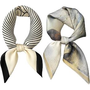 27.5 Inch Silk Feeling Scarf for Women Square Satin Head Scarf Hair Wrap Bandana 2pack in Saudi Arabia