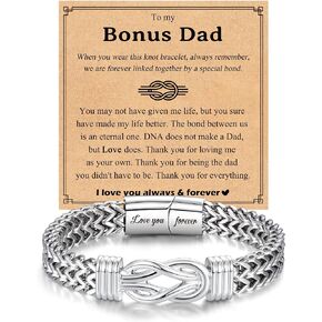 Leyung Gifts for Bonus Dad New Dad Daddy to Be, Braided Stainless Steel Infinity Knot Bracelet for Men on Fathers Day Birthday Valentines Day Christmas in Saudi Arabia