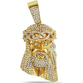 Men's Large XL Size Full Iced Bling Out Lab Diamond Hip Hop Luxury Statement Religious Jesus Head Pendant in Saudi Arabia