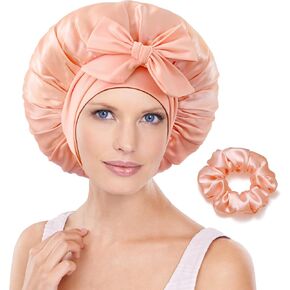 100% Mulberry Silk Bonnet for Sleeping Women, Pure Real Silk Hair Bonnets with Tie, Double Layer Sleep Cap for Curly Hair in Saudi Arabia