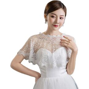 Women Floral Lace Shawl Wrap Wedding Bridal Cover Up Tulle Shrug Short Cloak in Saudi Arabia