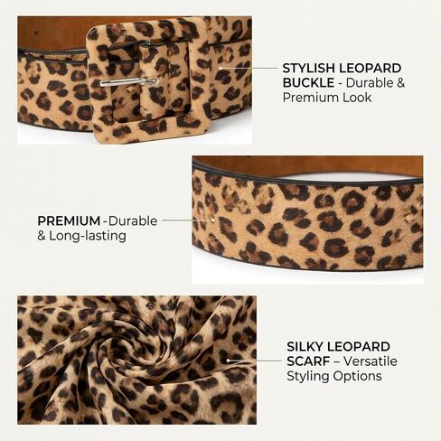 Leopard Print Belt with Two Wide Style Options and One Smooth Leo-pard Design, Leopard Belt, Leopard Belts for Women, Fashion Accessory Made from PU Leather, Adjustable Waistband for Various Outfits in Saudi Arabia
