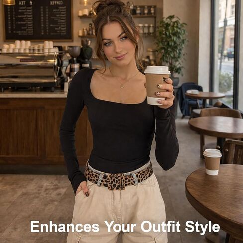 Leopard Print Belt with Two Wide Style Options and One Smooth Leo-pard Design, Leopard Belt, Leopard Belts for Women, Fashion Accessory Made from PU Leather, Adjustable Waistband for Various Outfits in Saudi Arabia