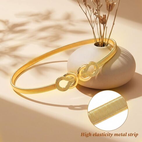 Elastic Thin Corset Belt, Gold Waist Belt for Women Elegant Gold Metal Skinny Belt for Dresses Trendy Ladies Elastic Corset Chain Belt in Saudi Arabia