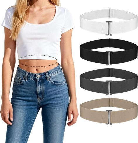 4PCS Crop Tuck Band Women Shirt Tuck Band Women Elastic Invisible Belt Stretch Belts, Adjustable No Show Belts in Saudi Arabia