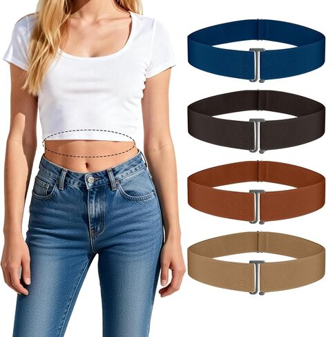 4PCS Crop Tuck Band Women Shirt Tuck Band Women Elastic Invisible Belt Stretch Belts, Adjustable No Show Belts in Saudi Arabia
