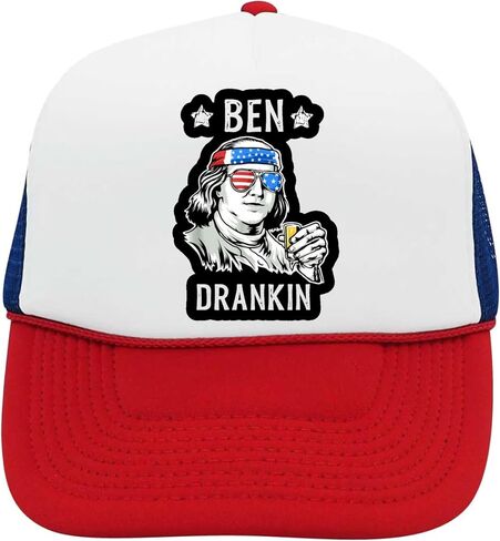 Ben Drankin Trucker Hat, Red White and Blue, 4th of July Party Cap in Kuwait