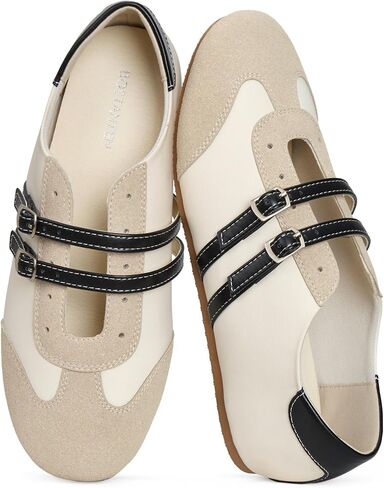 BOSTANTEN Mary Jane Flats Ballet Sneakers for Women, Retro Trainer Style, Casual Shoes with Breathable Lining and Cushioned Comfort for Daily Walking in Kuwait