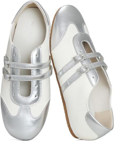 BOSTANTEN Mary Jane Flats Ballet Sneakers for Women, Retro Trainer Style, Casual Shoes with Breathable Lining and Cushioned Comfort for Daily Walking in Kuwait