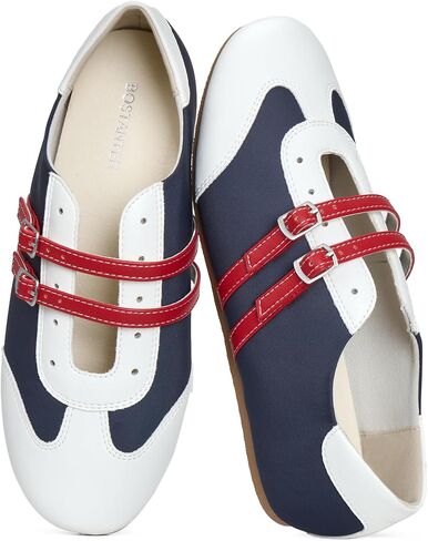 BOSTANTEN Mary Jane Flats Ballet Sneakers for Women, Retro Trainer Style, Casual Shoes with Breathable Lining and Cushioned Comfort for Daily Walking in Kuwait