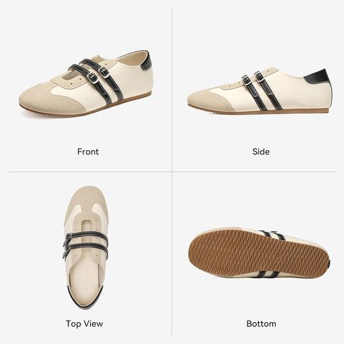 BOSTANTEN Mary Jane Flats Ballet Sneakers for Women, Retro Trainer Style, Casual Shoes with Breathable Lining and Cushioned Comfort for Daily Walking in Kuwait