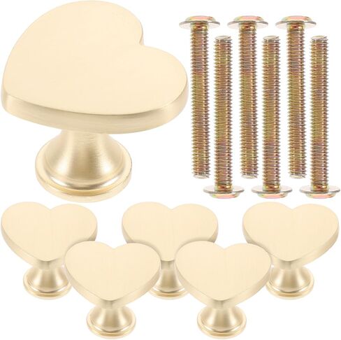 Healeved 6pcs Heart-Shaped Zinc Alloy Drawer Pulls Cabinet Knobs for Wardrobe Dresser Metal Handles Cartoon Colorful Hardware for Room in Saudi Arabia