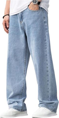 Verdusa Boy's Straight Leg Jeans Vintage Streetwear Denim Pants with Pockets in Kuwait