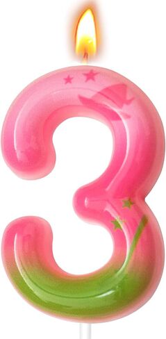 Magic Themed Birthday Candles, Number Candles for Birthday Party Cake Decoration Supplies (Pink, Number 10) in Saudi Arabia