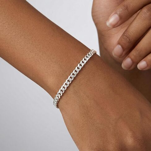 925 Sterling Silver Chain Bracelet for Women - Diamond-Cut Cuban Link Chain 6.5/7/7.5/8 Inches in Saudi Arabia