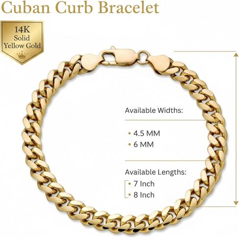 SHOP WGS 14K Solid Gold Miami Cuban Curb Bracelet for Women & Men - 14K Real Gold Cuban Curb Bracelet for Men & Women Jewelry Gifts (4.5MM, 8, Inches) in Saudi Arabia