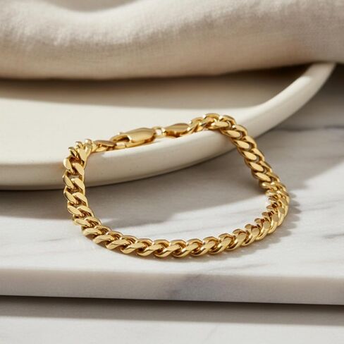 SHOP WGS 14K Solid Gold Miami Cuban Curb Bracelet for Women & Men - 14K Real Gold Cuban Curb Bracelet for Men & Women Jewelry Gifts (4.5MM, 8, Inches) in Saudi Arabia