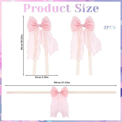 2 Pack Pink Curtain Tiebacks, Pink Bow Curtain Tiebacks Lace Ribbon Bowknot Curtains Straps for Weddings, Home, Bedroom, Office Decor in Saudi Arabia
