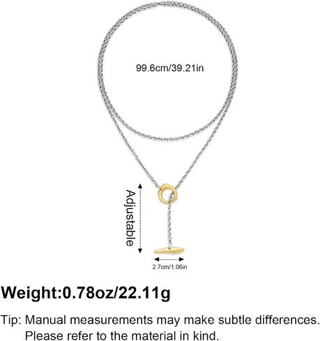 Two Tone Long Necklaces for Women Silver And Gold Lariat Y Necklace Adjustable Layered Chain Fashion Dainty Jewelry in Saudi Arabia