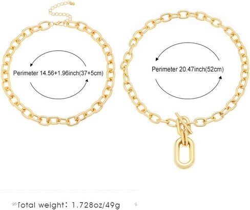 Gold Layered Chunky Chain Necklace for Women, Double Chain Paperclip Pendant Statement Choker, Trendy Minimalist Fashion Jewelry in Saudi Arabia