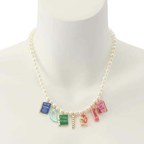 Betsey Johnson Jewelry Women's Best In Class School Supplies Charm Pearl Necklace in Kuwait