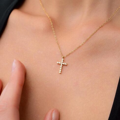 Non Tarnish Cross Necklace for Women | Gold Cross Necklace | Silver Cross Necklace | Dainty Cross Necklace |Waterproof Jewelry | 18K PVD Gold Plated with Cubic Zirconia | Pendant Necklace | Tarnish Free Gold Jewelry in Saudi Arabia