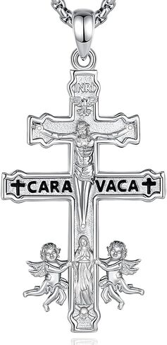Vito 925 Sterling Silver Protection Necklace for Women Men, Patron Saint of St Benedict/St Christopherl/Crucifix/Caravaca/St Jude/Virgin Mary/ST Thomas Pendant Amulet Medal Religion Jewelry Gift, 24" in Kuwait