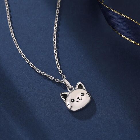 925 Sterling Silver Cat Necklace Small Cute Kitten Kitty Pendant Jewelry Gifts for Cat Lovers Women in Saudi Arabia