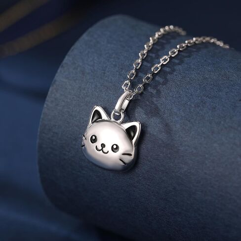 925 Sterling Silver Cat Necklace Small Cute Kitten Kitty Pendant Jewelry Gifts for Cat Lovers Women in Saudi Arabia
