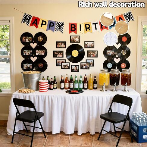 CSCHENGO 7 Inch Vinyl Records Decor Kit - 12 PCS Double-Sided Blank Records Vinyl with 24 Labels, 14 Pens, Hanging/Wall Decor, Fake Records for DIY Enthusiasts Event Planners Birthdays Decor in Saudi Arabia