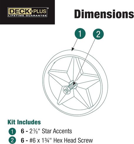Deck Plus 2-3/8" Star Decor Accents - 6 sets in Saudi Arabia