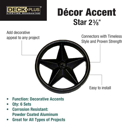 Deck Plus 2-3/8" Star Decor Accents - 6 sets in Saudi Arabia